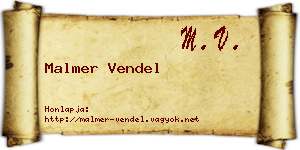 Malmer Vendel névjegykártya